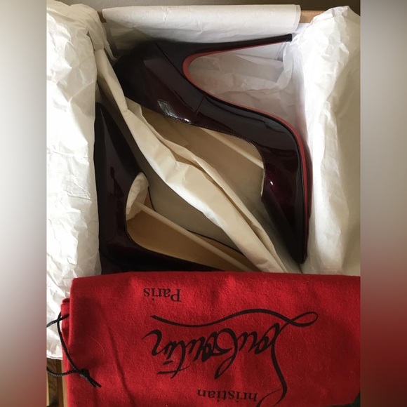*OG pair* Christian Louboutin So Kate 120 Metal Patent Rouge Noir - Picture 9 of 10